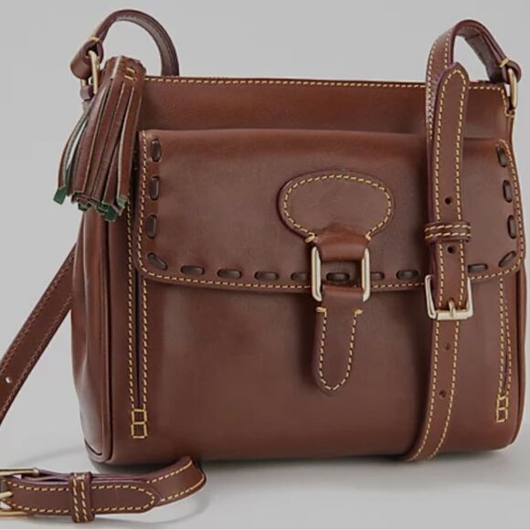 Dooney & Bourke Florentine Pocket Crossbody 8L975 CS Leather Chestnut Gentle Use - Picture 1 of 15